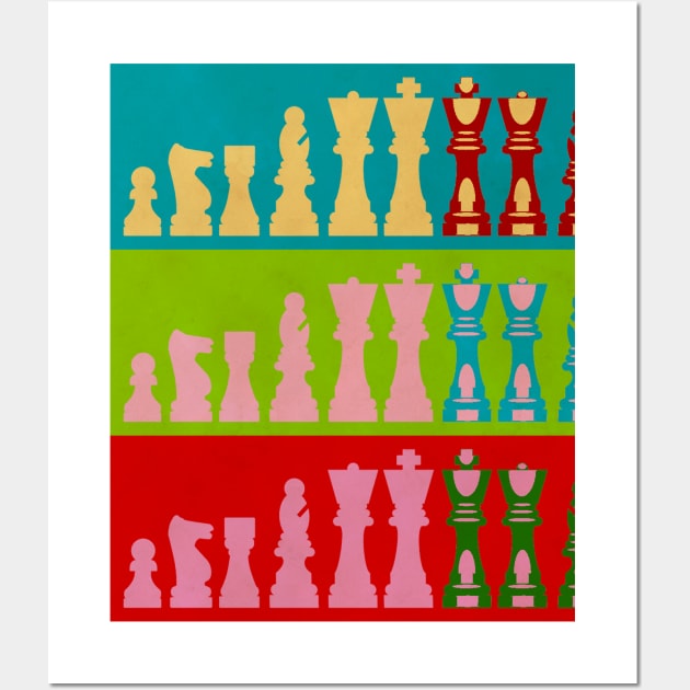 Chess Game Lover Pop Art Style Design Queen King Pawl Gift for him Idea Wall Art by joannejgg